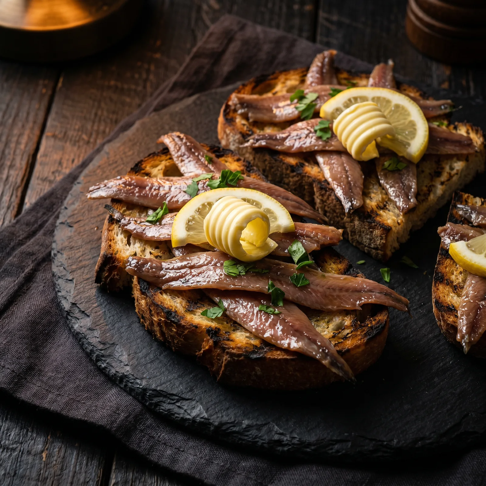 Anchovies on toast