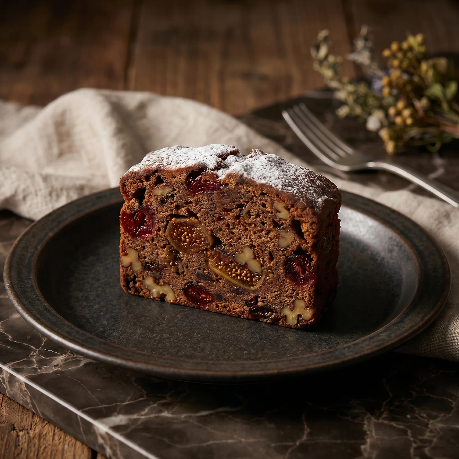 A slice of fruitcake